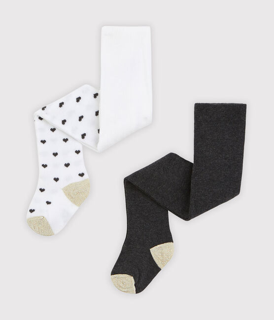 Lote de 2 pares de pantis para bebé niña blanco MARSHMALLOW/blanco MULTICO