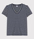 Camiseta de algodón LE CLASSIQUE con cuello de pico para mujer