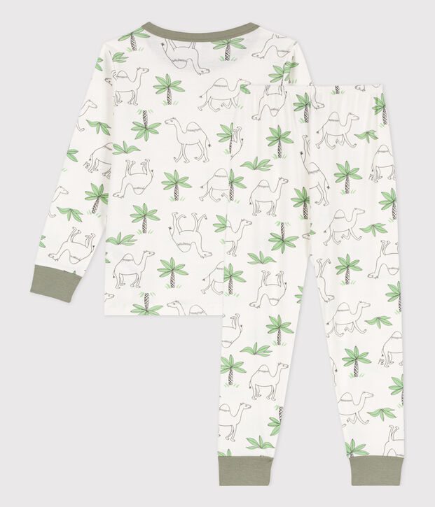 Pijama de algod&oacute;n con dromedarios para ni&ntilde;o/ni&ntilde;a blanco/multicolor
