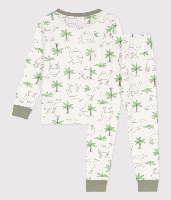 Pijama de algodón con dromedarios para niño/niña blanco MARSHMALLOW/blanco MULTICO