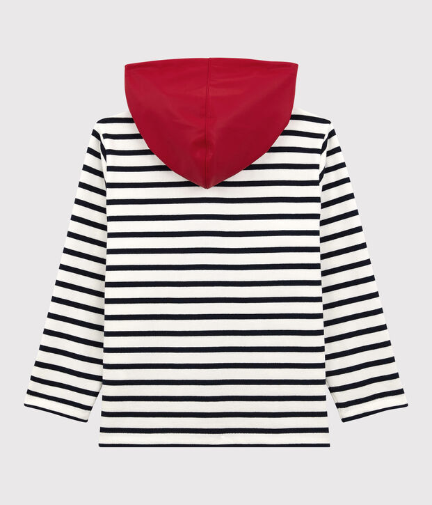 Sudadera de algod&oacute;n con capucha infantil unisex blanco/azul