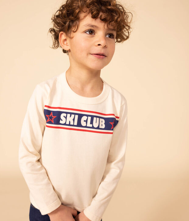 Camiseta de algod&oacute;n de manga larga de ni&ntilde;a/ni&ntilde;o crudo
