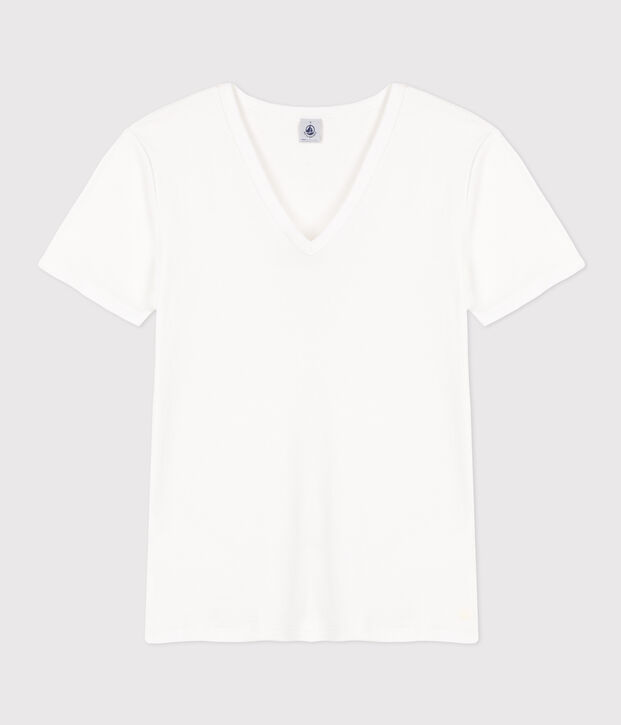 Camiseta Iconique de manga corta de punto liso para mujer blanco