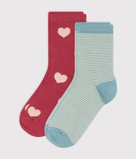 Juego de 2 pares de calcetines de punto de algodón con corazones para niños variante 2