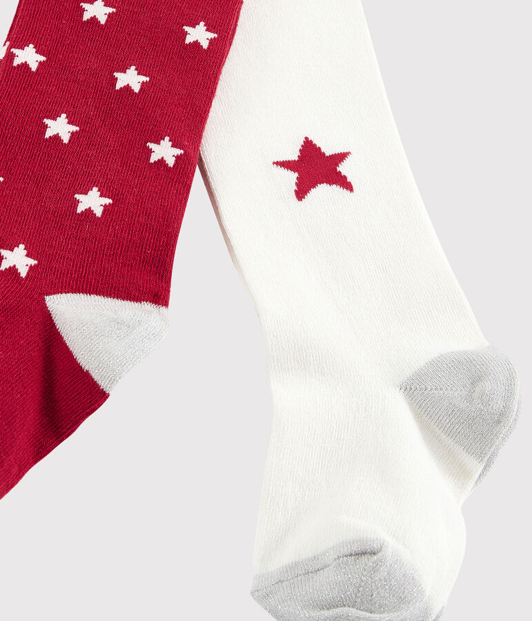 Juego de 2 pares de leotardos de ni&ntilde;a multicolor