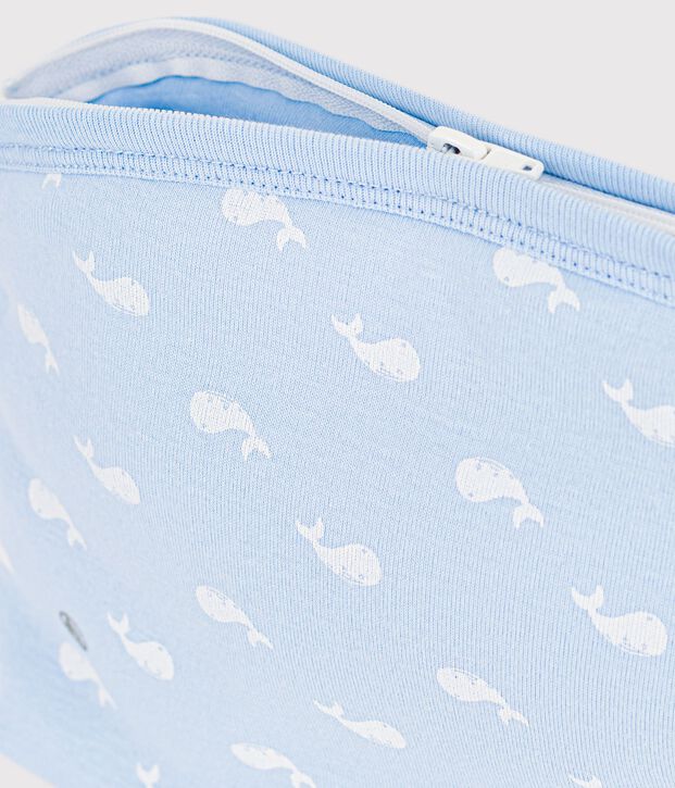 Bolsa de mano de algod&oacute;n con estampado de ballenas para beb&eacute; azul/blanco