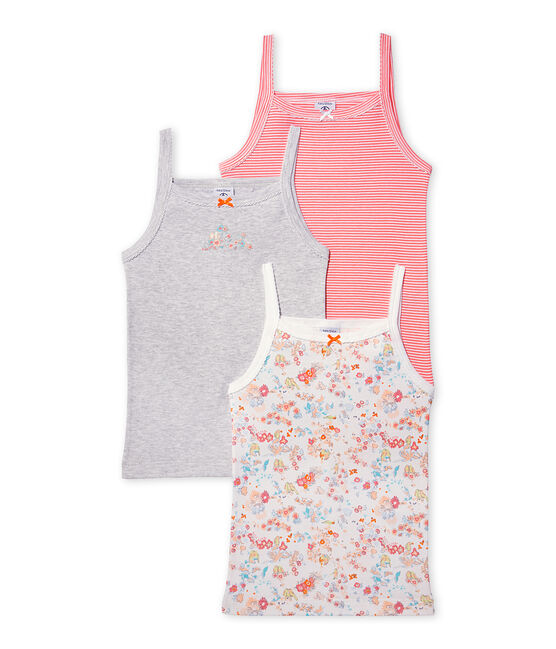 Lote de 3 camisetas de tirantes para niña blanco .