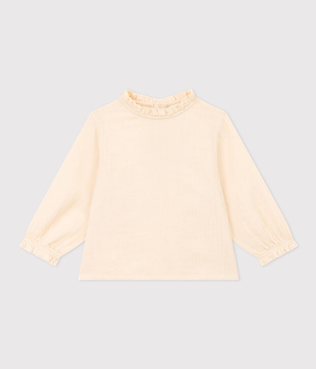 Blusa de manga larga de gasa de algod&oacute;n para beb&eacute; crudo