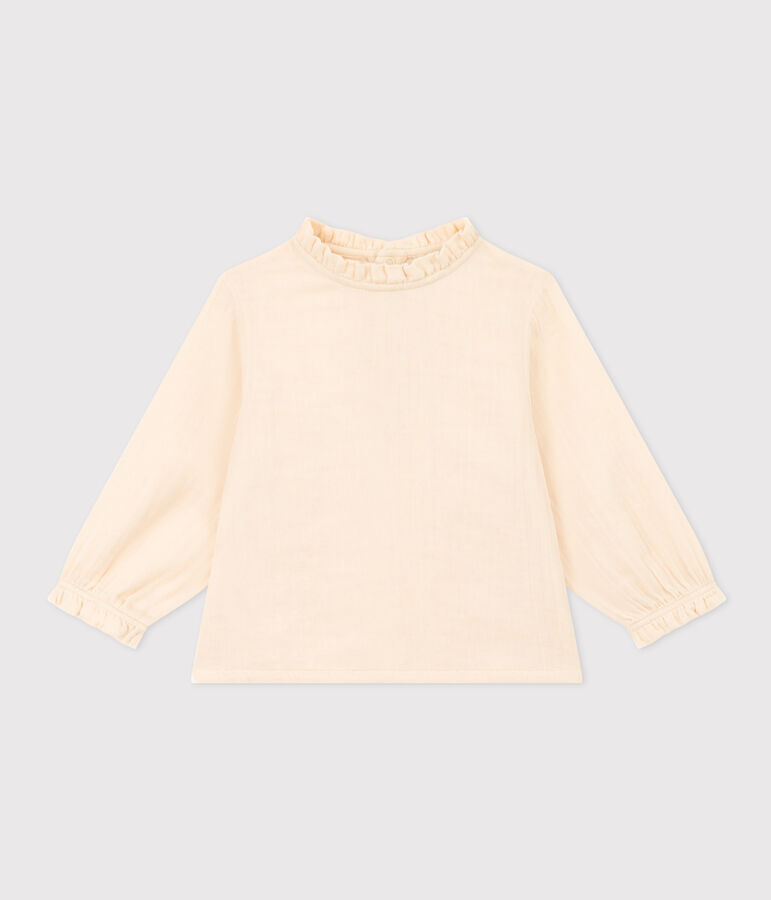 Blusa de manga larga de gasa de algod&oacute;n para beb&eacute; crudo