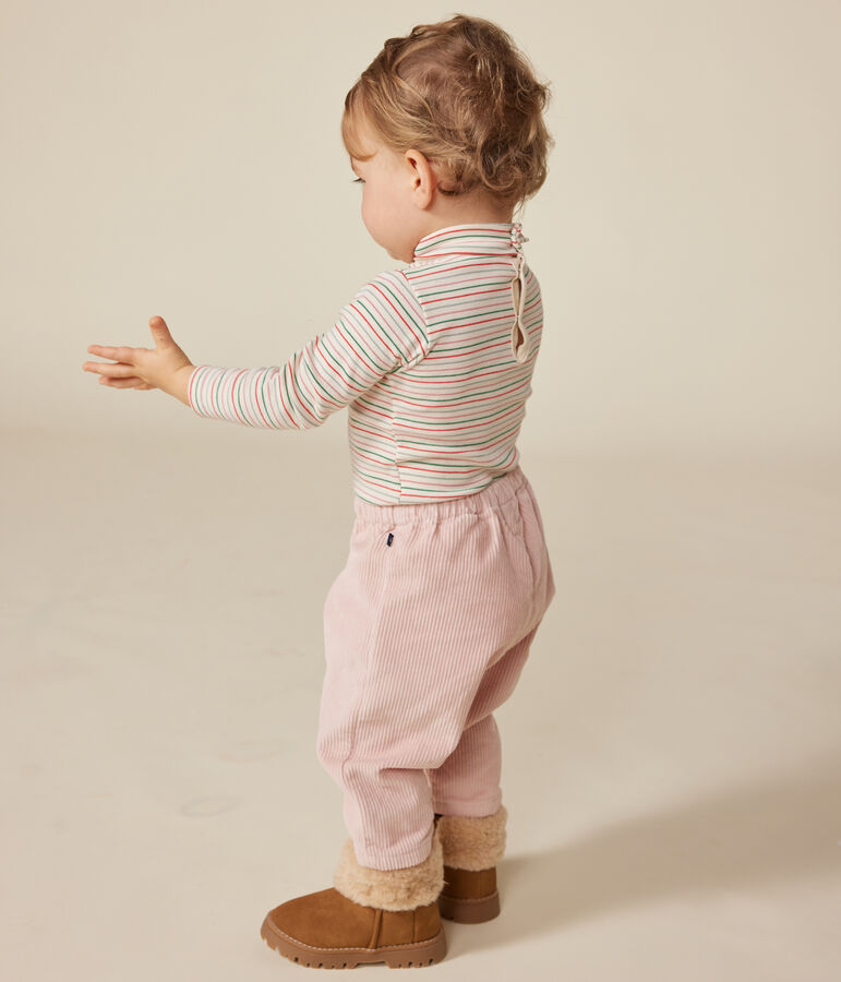 Body de algod&oacute;n de manga larga con cuello vuelto para beb&eacute; crudo/multicolor