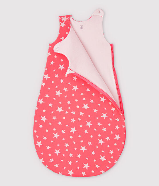 Saco de dormir con estrellas de algodón de bebé rosa PEACHY/blanco MARSHMALLOW
