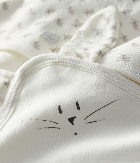 Estuche con toalla cuadrada de baño y peluche de bebé de rizo y túbico blanco MARSHMALLOW/blanco MULTICO