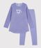 Camis&oacute;n y leggings infantiles de terciopelo violeta/blanco