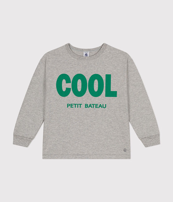 Camiseta de punto fino de manga larga para niño gris CHATON CHINE
