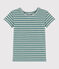 CAMISETA RECTA ALGODÓN Y LINO para mujer verde BRUT/blanco AVALANCHE