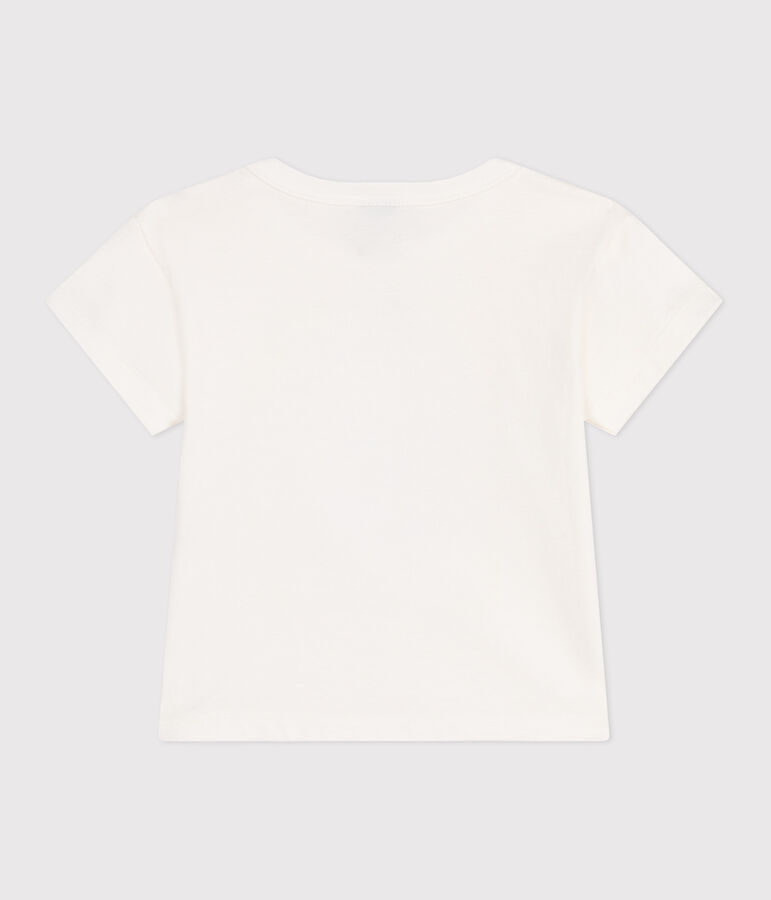 Camiseta lisa de manga corta de algod&oacute;n para beb&eacute; blanco