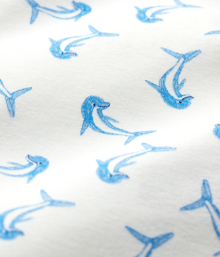 Mono corto de delf&iacute;n de algod&oacute;n de beb&eacute; blanco/multicolor