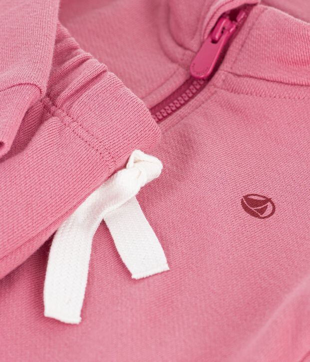 Conjunto de sudadera y pantal&oacute;n de algod&oacute;n liso para beb&eacute; rosa