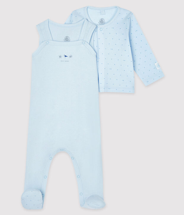 Conjunto para beb&eacute; de dos piezas de punto azul/azul