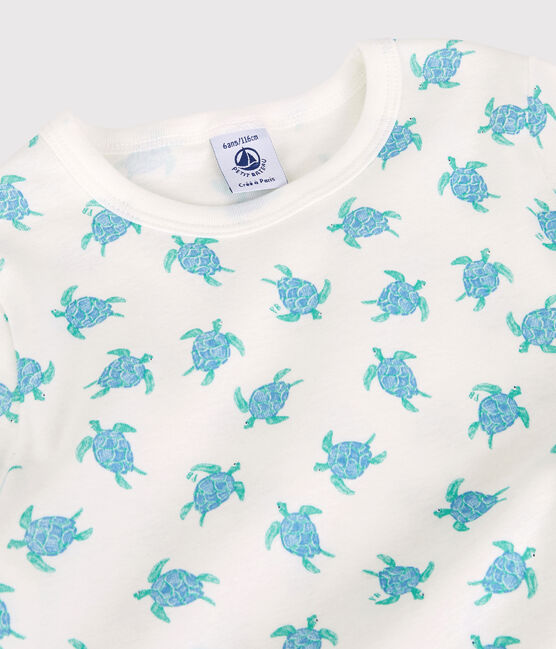 Pijama corto de niña/niño de algodón blanco MARSHMALLOW/blanco MULTICO