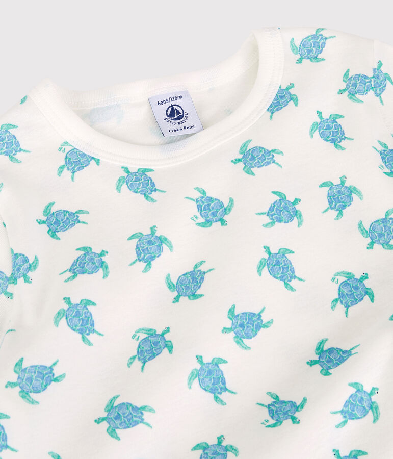 Pijama corto de ni&ntilde;a/ni&ntilde;o de algod&oacute;n blanco/multicolor