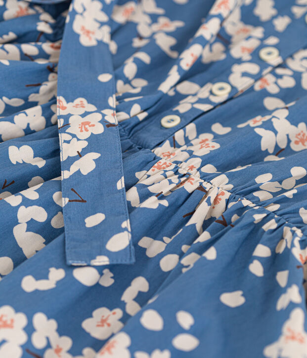 Vestido estampado de popelina sin mangas para ni&ntilde;a azul/multicolor