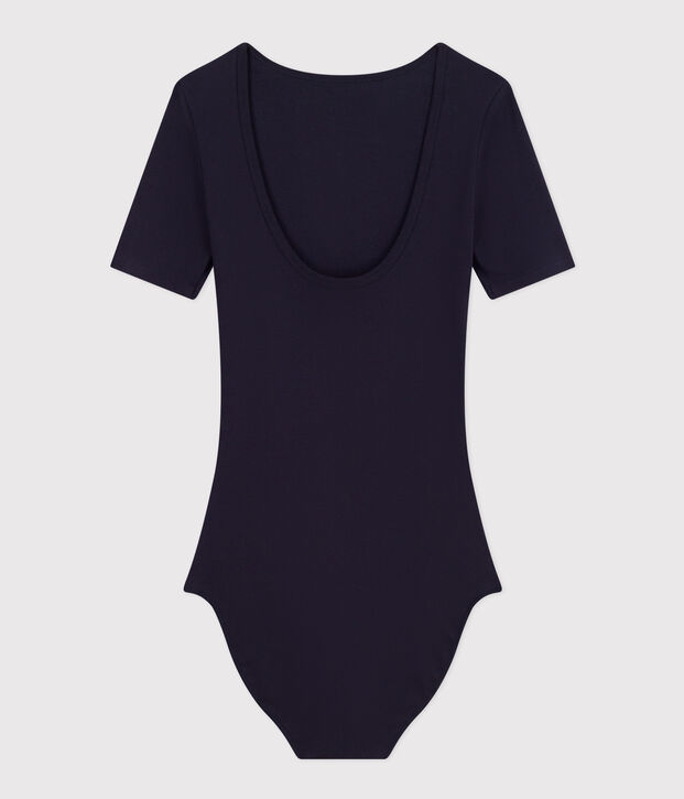 Bodi de algod&oacute;n y elastano de mujer azul