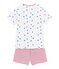 Pijama corto estampado y rayado para niño blanco MARSHMALLOW/blanco MULTICO