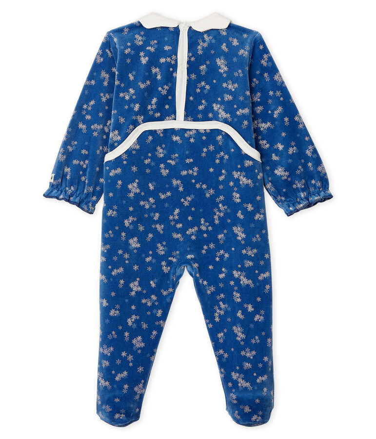 Pijama de terciopelo para beb&eacute; ni&ntilde;a azul MAJOR/blanco MARSHMALLOW