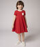 Vestido de manga corta de punto de niña rojo TERKUIT