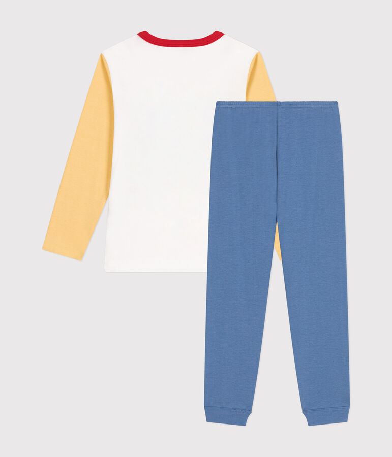 Pijama infantil liso de algod&oacute;n con motivo espacial azul/multicolor