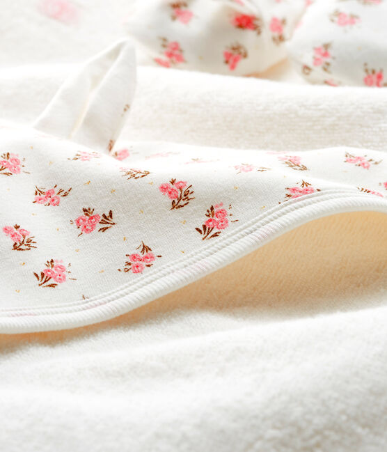 Estuche con toalla cuadrada de baño y patucos para bebé de BE y punto. blanco MARSHMALLOW/rosa GRETEL/ MULTICO