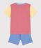 Pijama corto de algodón milrayas rojo, azul y amarillo para niño rojo PEPS/blanco MULTICO