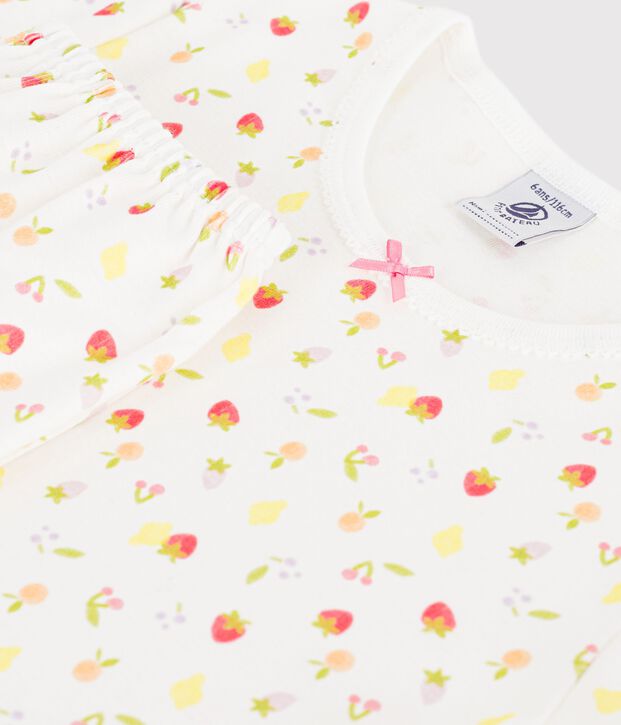 Pijama pirata infantil de algod&oacute;n con estampado de frutas blanco/multicolor