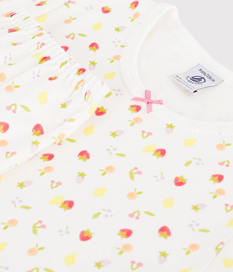 Pijama pirata infantil de algod&oacute;n con estampado de frutas blanco MARSHMALLOW/blanco MULTICO