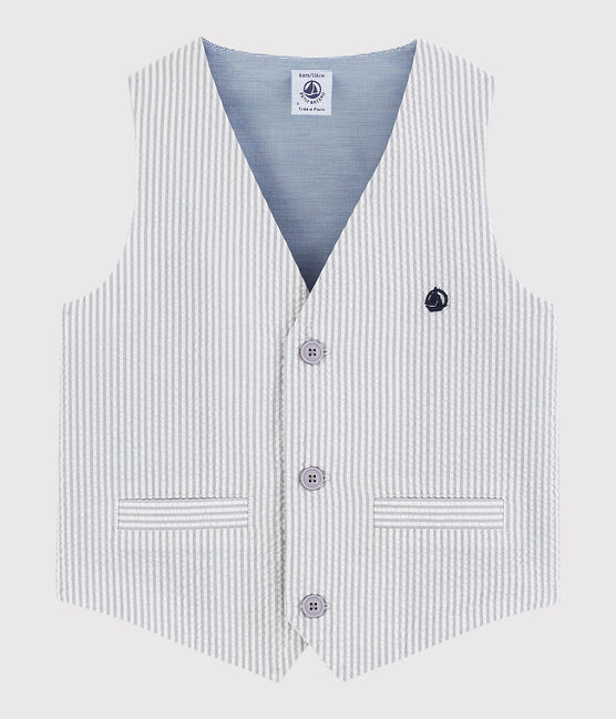Chaleco de mil rayas de niño gris GRIS/blanco MARSHMALLOW