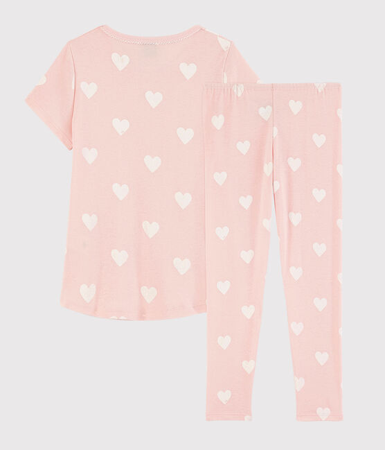Pijama rosa de corazón de algodón ecológico de niña rosa MINOIS/blanco ECUME