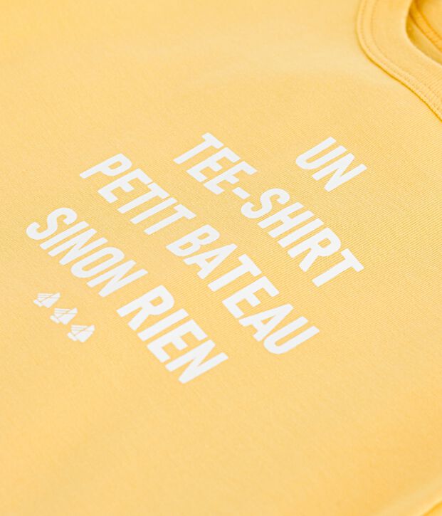 Camiseta lisa de algod&oacute;n de manga corta con estampado para beb&eacute; amarillo