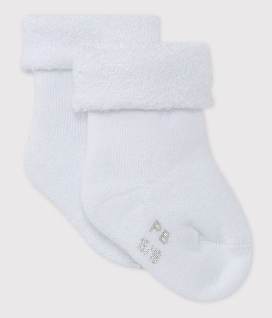 Calcetines blancos de bebé de rizo blanco ECUME