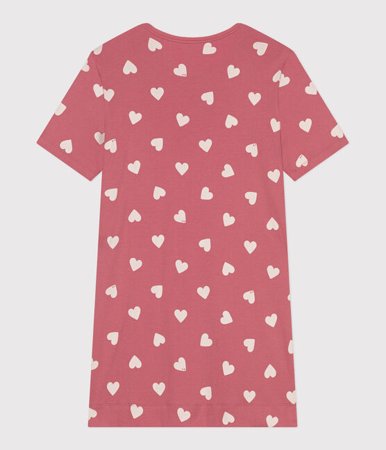 Camisón de manga corta con estampado de corazones para mujer rosa ROSEWOOD/ MARSHMALLOW