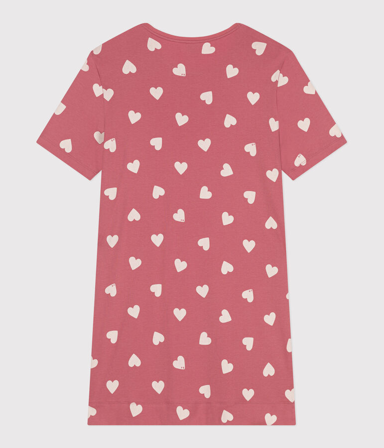 Camis&oacute;n de manga corta con estampado de corazones para mujer rosa/blanco