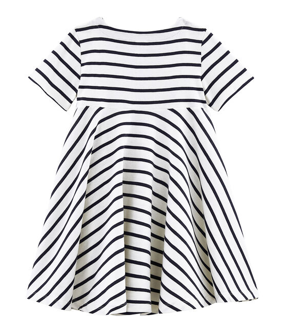 Vestido de niña beige COQUILLE/azul ABYSSE