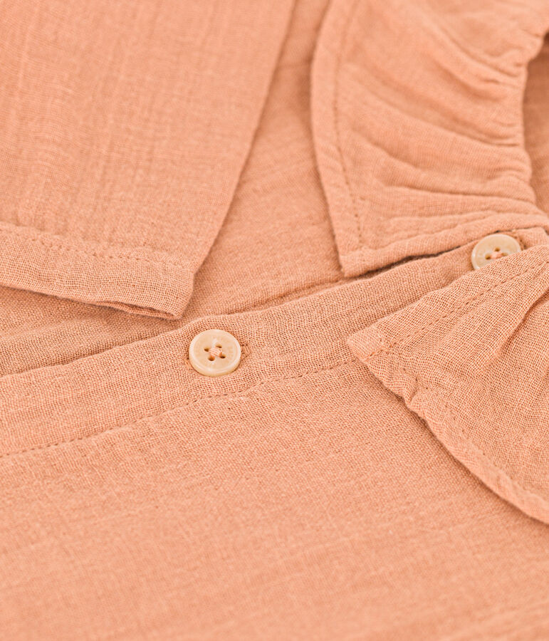 Blusa de manga larga de gasa de algod&oacute;n para beb&eacute; rosa