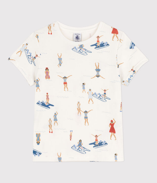 Camiseta estampada de manga corta para ni&ntilde;a blanco/multicolor