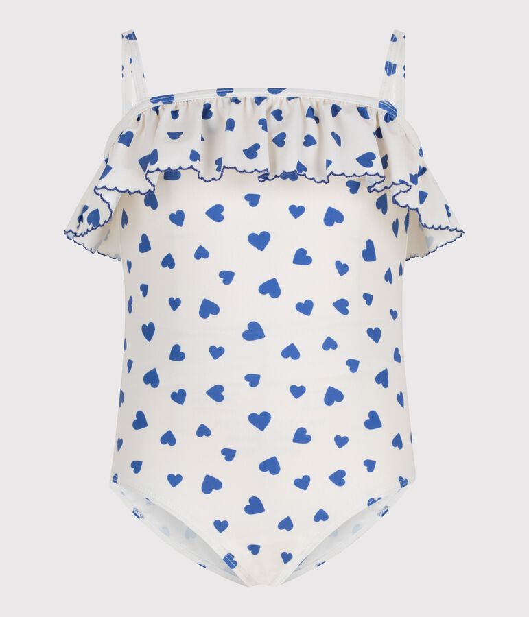 Ba&ntilde;ador infantil con estampado de corazones blanco/azul