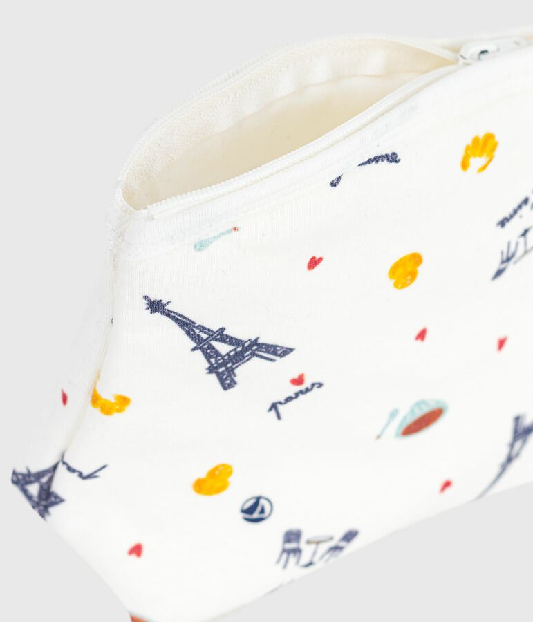 Bolsa de mano de algod&oacute;n con estampado de Par&iacute;s para beb&eacute; blanco/multicolor