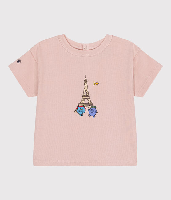 Camiseta Monsieur Madame de algodón de bebé rosa SALINE