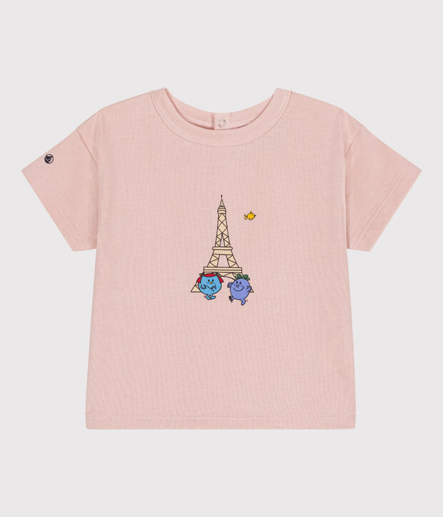 Camiseta Monsieur Madame de algod&oacute;n de beb&eacute; rosa