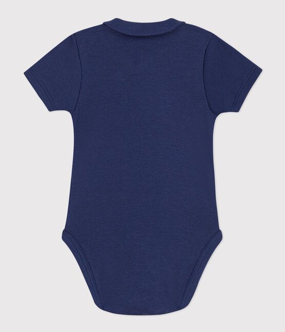 Body de algodón de manga corta con cuello para bebé azul CHALOUPE