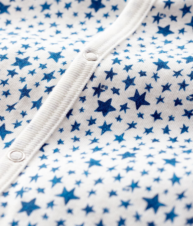 Pelele de punto tubular con estampado de estrellas azules para beb&eacute; blanco/multicolor